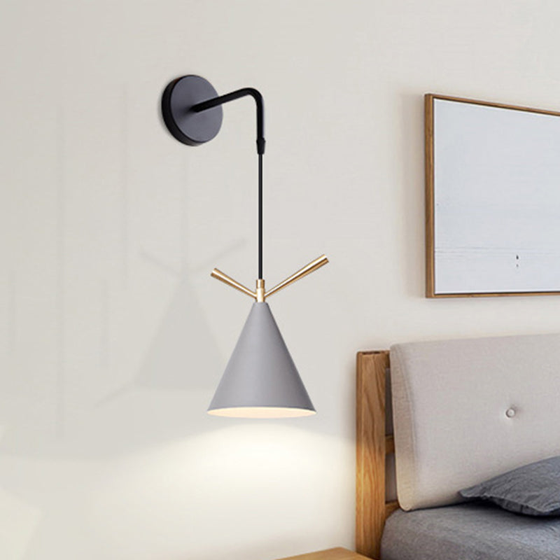 Vivolux | Trichter/Klok/Hirsch Wandleuchte Nordic Eisen Einfach Grau Wandmontierte Beleuchtungseinrichtung in Warm/Weiß Licht für Schlafzimmer