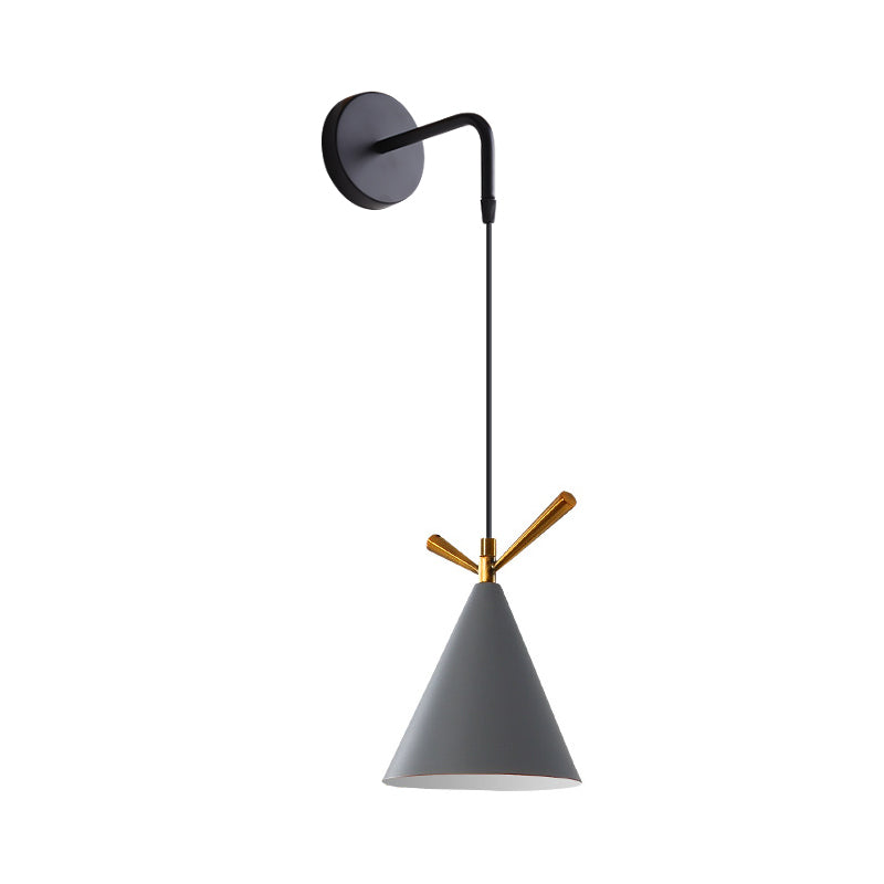 Vivolux | Trichter/Klok/Hirsch Wandleuchte Nordic Eisen Einfach Grau Wandmontierte Beleuchtungseinrichtung in Warm/Weiß Licht für Schlafzimmer