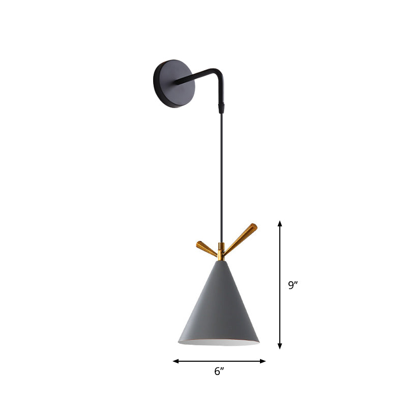 Vivolux | Trichter/Klok/Hirsch Wandleuchte Nordic Eisen Einfach Grau Wandmontierte Beleuchtungseinrichtung in Warm/Weiß Licht für Schlafzimmer