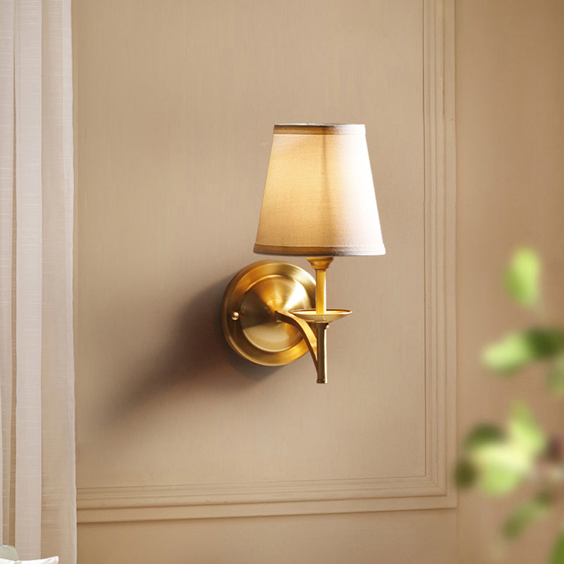 Vivolux | Tapered Shade Study Room Wandlampe Metall Stoff Ein Licht Elegante Wandlampe in Gold