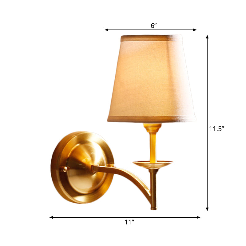 Vivolux | Tapered Shade Study Room Wandlampe Metall Stoff Ein Licht Elegante Wandlampe in Gold