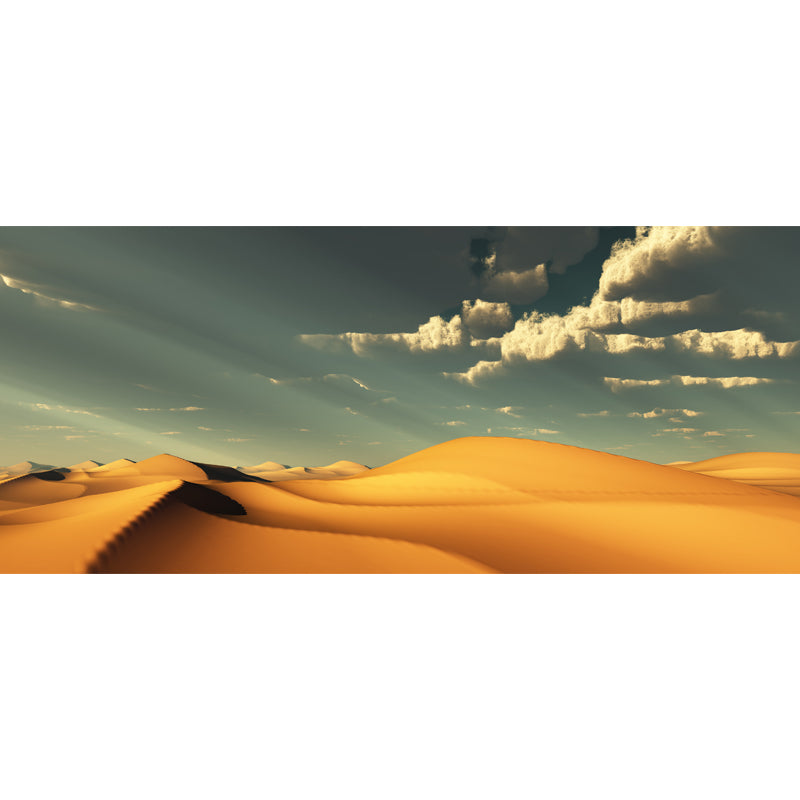 Vivolux | Personalisierte Fotodruck Moderne Wandmalerei mit afrikanischer Wüste und bewölktem Himmel Blick in Gelb