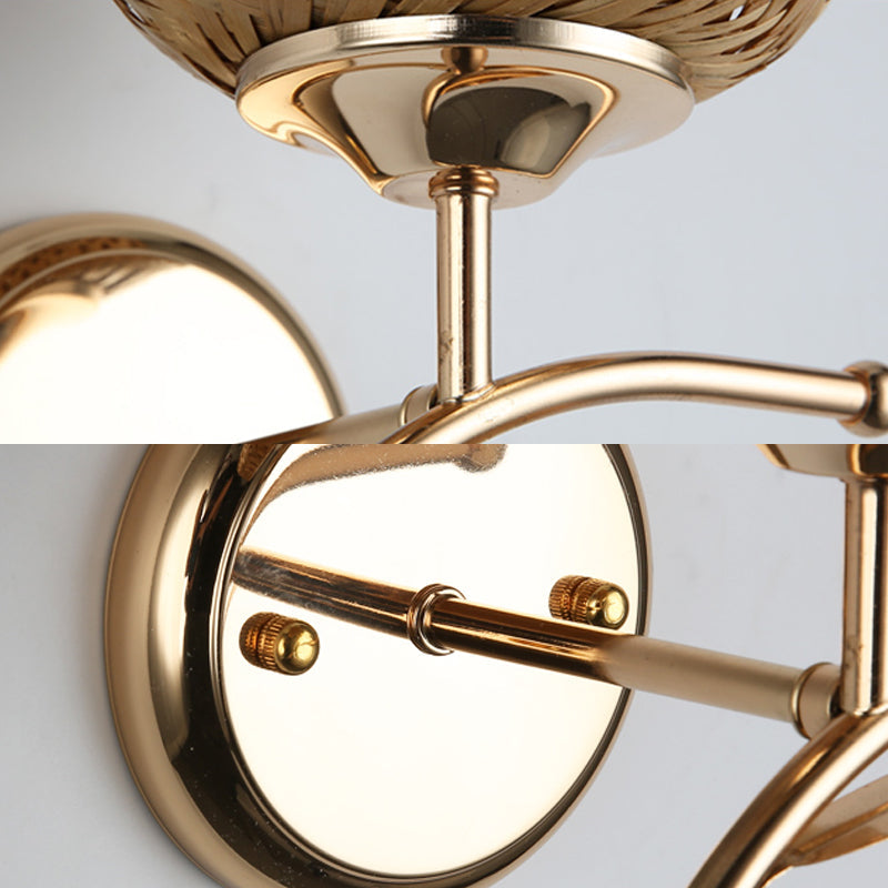 Vivolux | Rattan-Dome-Schirm Wandleuchte zeitgenössischer Stil 1-Lampe Wandlampe in Beige