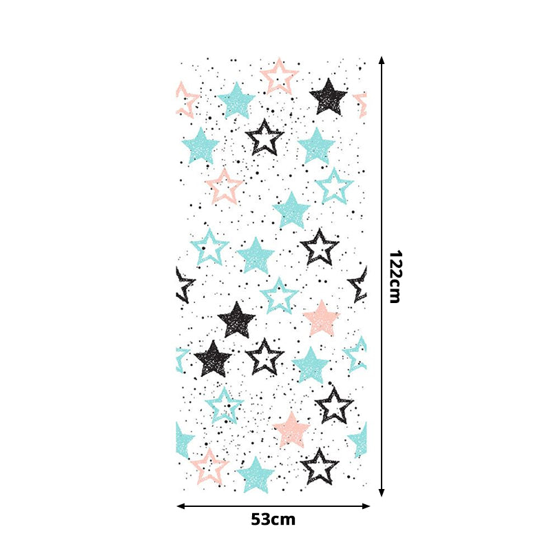 Vivolux | PVC Blau Tapetpanelen Kinderen Ster en Puntprint Zelfklevende Wandsdecoratie, 4' L x 20,5" B