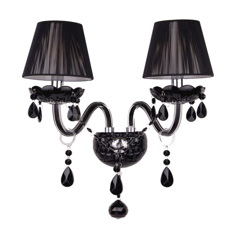 Vivolux | Schwarze Kerzenstil Wandleuchte Kristall S-Form Arm Wandleuchte