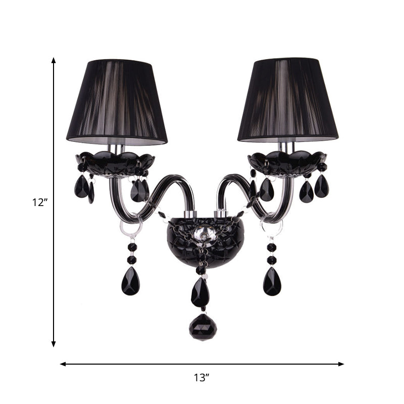 Vivolux | Schwarze Kerzenstil Wandleuchte Kristall S-Form Arm Wandleuchte