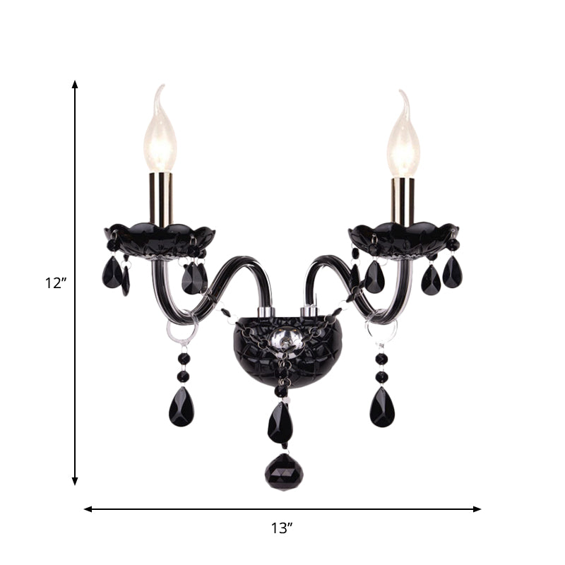 Vivolux | Schwarze Kerzenstil Wandleuchte Kristall S-Form Arm Wandleuchte