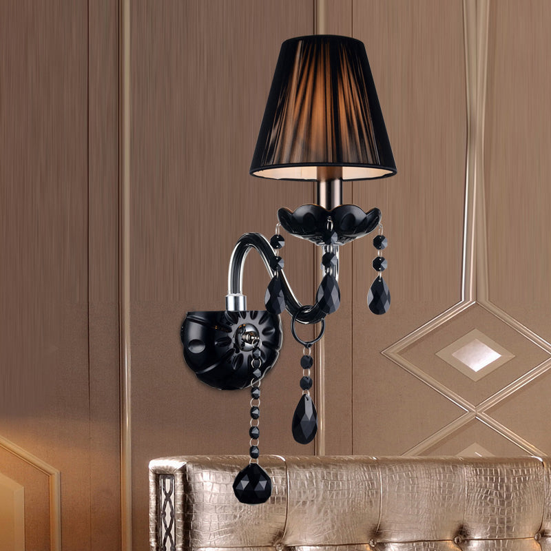 Vivolux | Schwarze Kerzenstil Wandleuchte Kristall S-Form Arm Wandleuchte