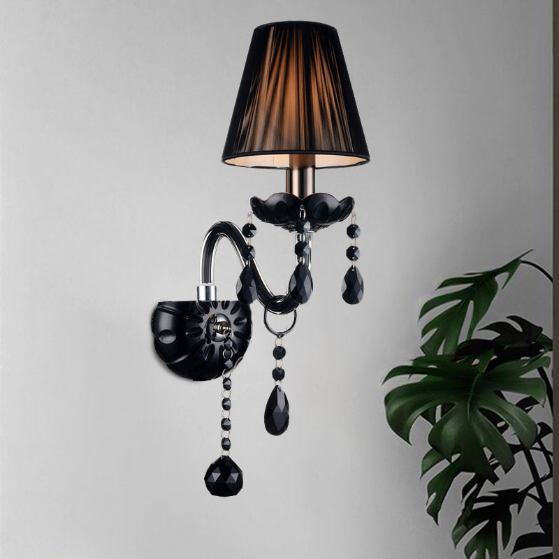 Vivolux | Schwarze Kerzenstil Wandleuchte Kristall S-Form Arm Wandleuchte