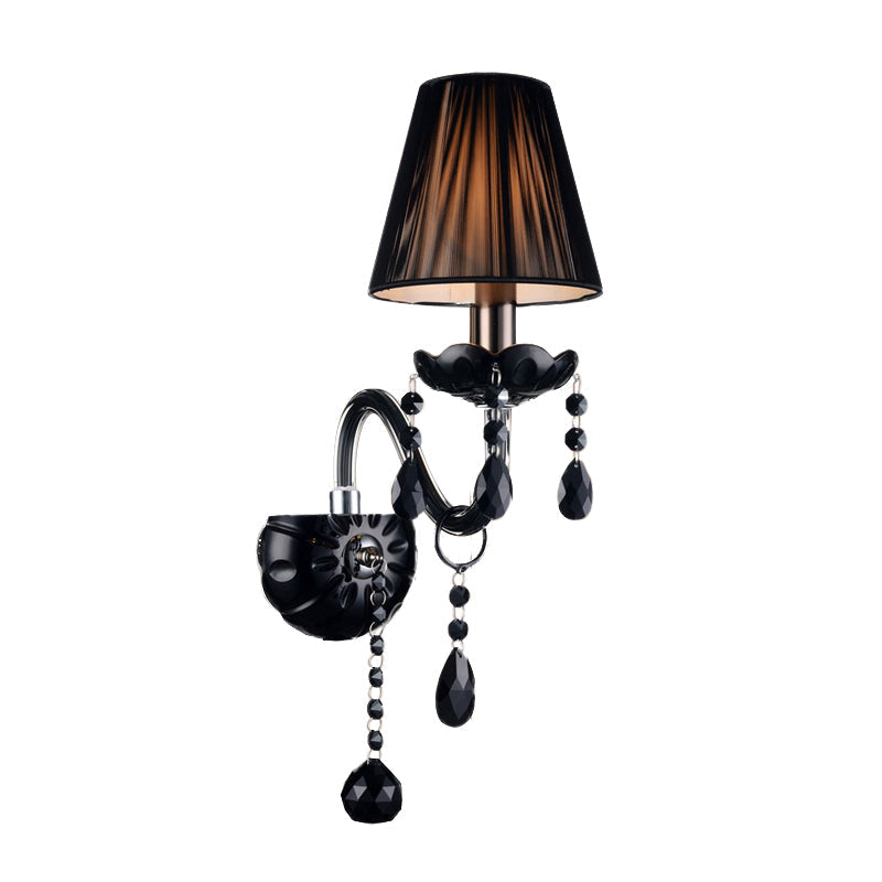Vivolux | Schwarze Kerzenstil Wandleuchte Kristall S-Form Arm Wandleuchte