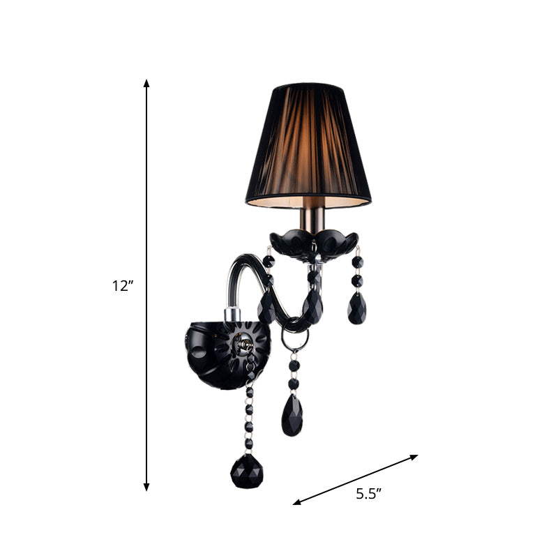 Vivolux | Schwarze Kerzenstil Wandleuchte Kristall S-Form Arm Wandleuchte
