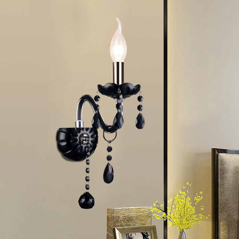 Vivolux | Schwarze Kerzenstil Wandleuchte Kristall S-Form Arm Wandleuchte