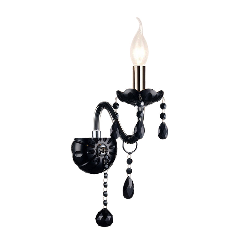 Vivolux | Schwarze Kerzenstil Wandleuchte Kristall S-Form Arm Wandleuchte