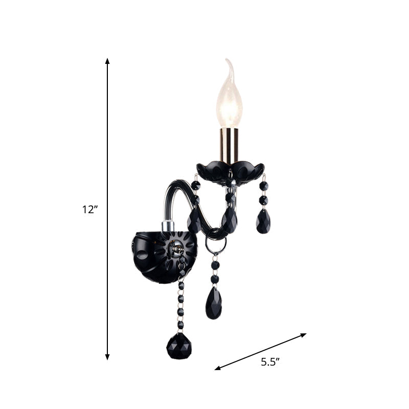 Vivolux | Schwarze Kerzenstil Wandleuchte Kristall S-Form Arm Wandleuchte