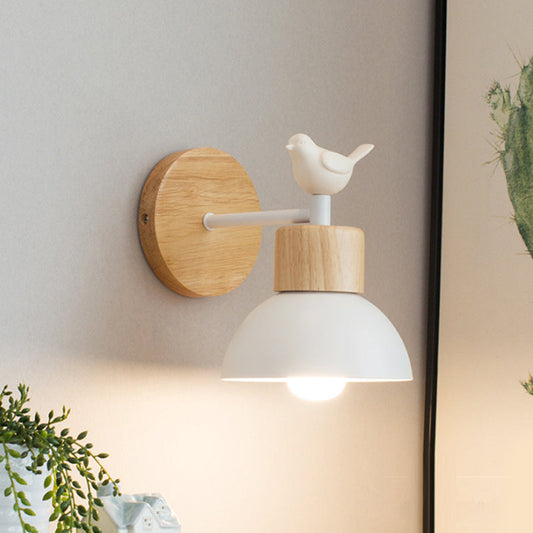 Vivolux | NordicDome - Metall und Holz Wandlampe mit Vogel für das Kinderzimmer