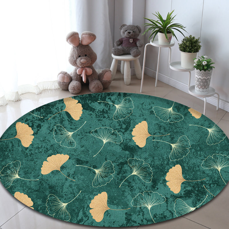 Vivolux | Groene Tropische Tapijt Polyester Ginkgo Blad Print Tapijt Antislip Onderkant Gemakkelijk Onderhoud Tapijt voor Thuis