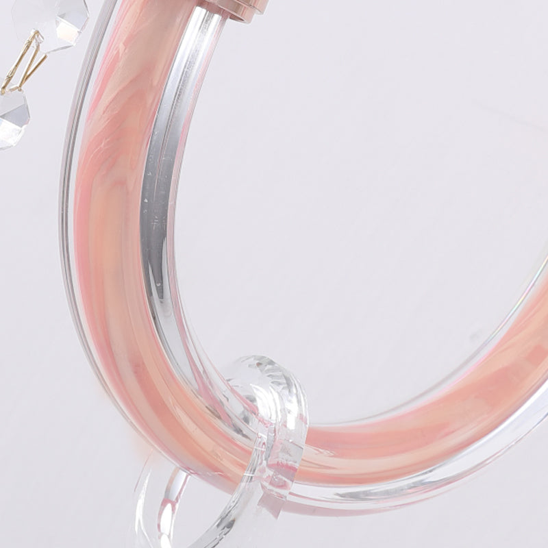 Vivolux | Rosa Wandleuchte mit Perlenlicht mit klarem Kristall traditioneller Stil Metallwandleuchte für Badezimmer