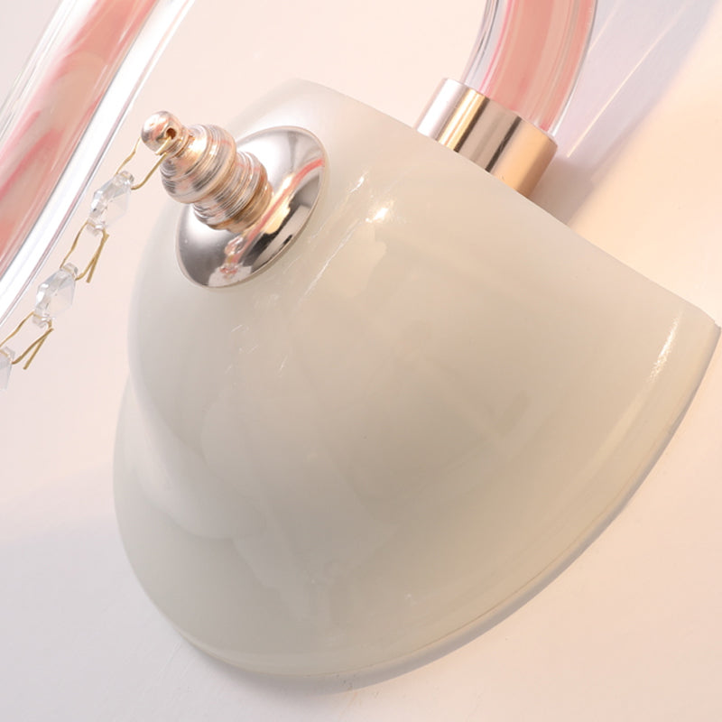 Vivolux | Rosa Wandleuchte mit Perlenlicht mit klarem Kristall traditioneller Stil Metallwandleuchte für Badezimmer