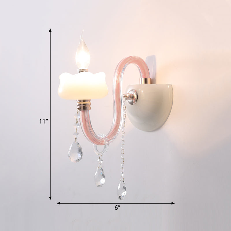 Vivolux | Rosa Wandleuchte mit Perlenlicht mit klarem Kristall traditioneller Stil Metallwandleuchte für Badezimmer