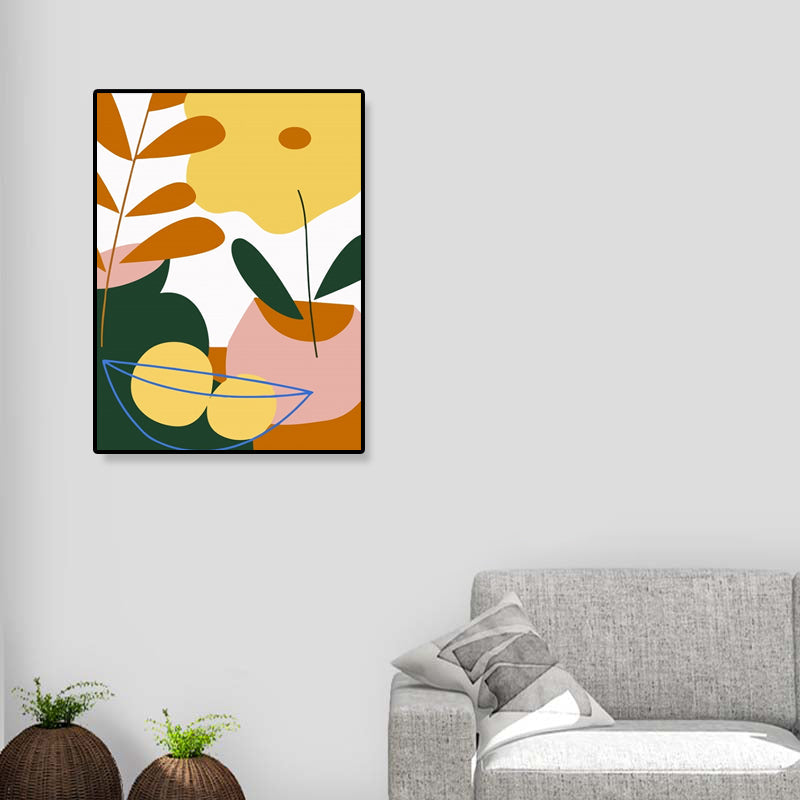 Vivolux | Pastell Stillleben Leinwanddruck Illustration Obst und Geschirr Moderne Texturierte Wandkunst