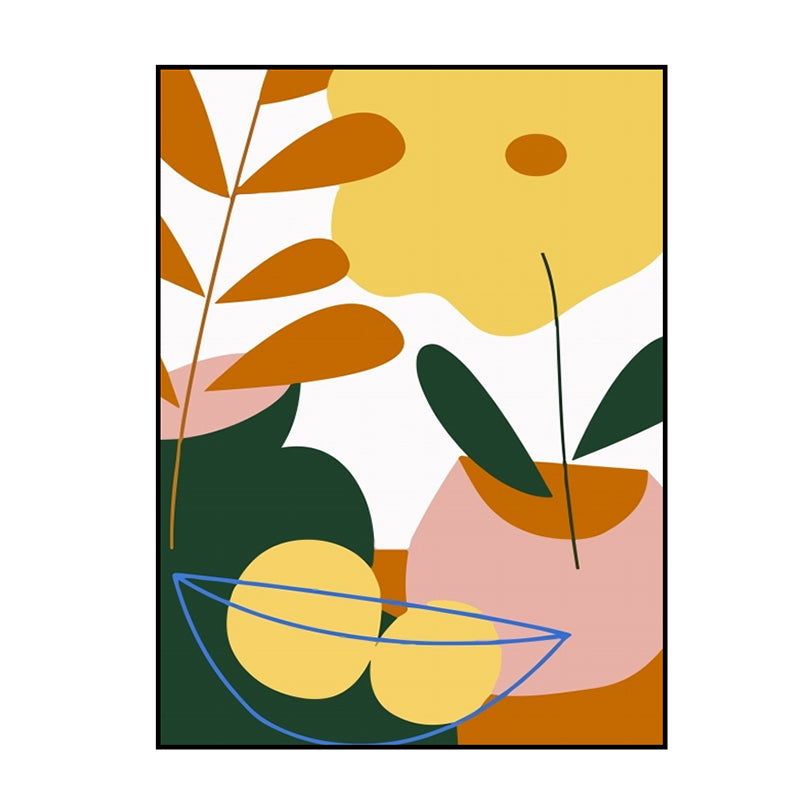 Vivolux | Pastell Stillleben Leinwanddruck Illustration Obst und Geschirr Moderne Texturierte Wandkunst