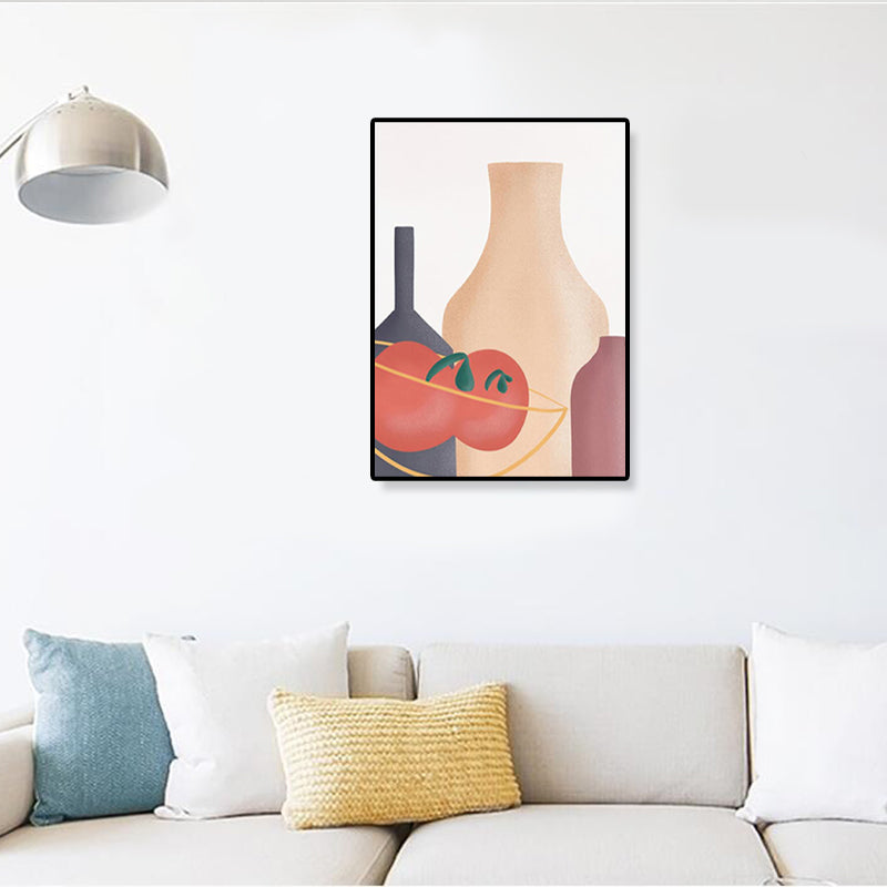 Vivolux | Pastell Stillleben Leinwanddruck Illustration Obst und Geschirr Moderne Texturierte Wandkunst