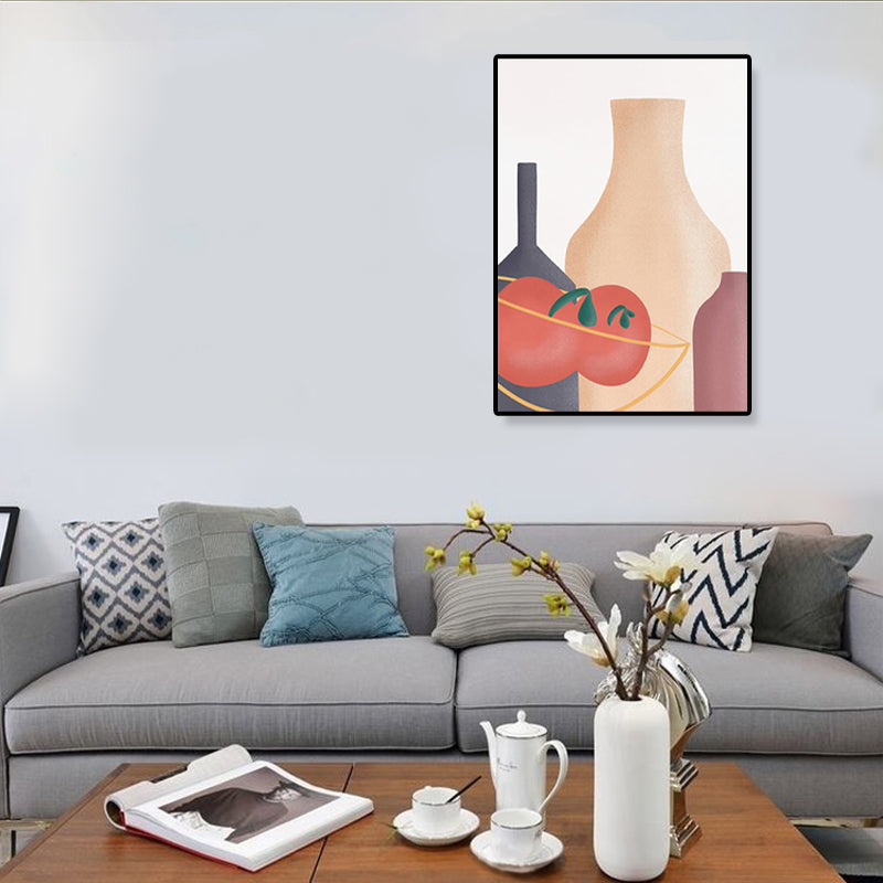 Vivolux | Pastell Stillleben Leinwanddruck Illustration Obst und Geschirr Moderne Texturierte Wandkunst