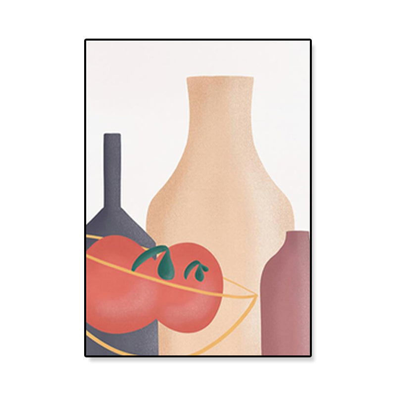 Vivolux | Pastell Stillleben Leinwanddruck Illustration Obst und Geschirr Moderne Texturierte Wandkunst