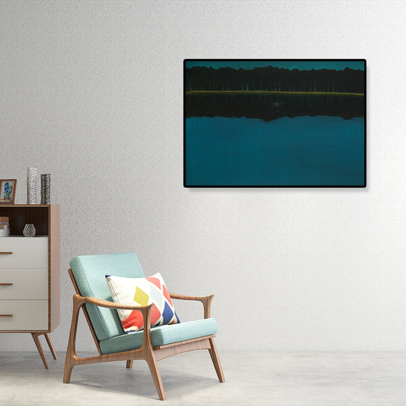 Vivolux | Ölmalerei Landschaft Wandkunst Dunkle Farbe Minimalistischer Leinwanddruck für Hausinterieur