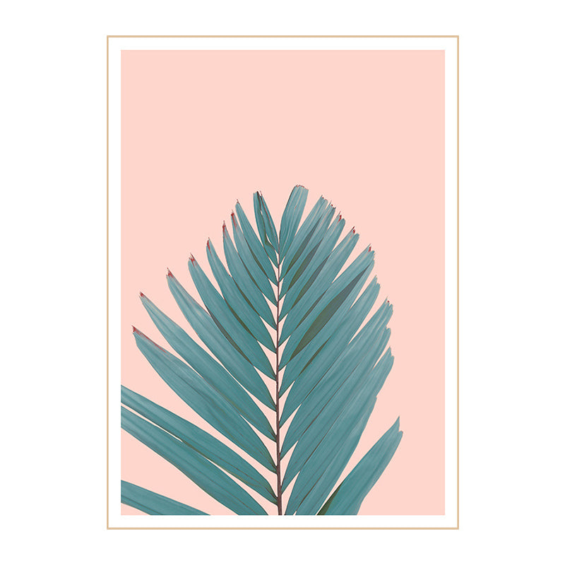 Vivolux | Nordic Fan Leaf Pflanze Art Print Grün und Pink Texturierten Wand Dekor für Wohnzimmer