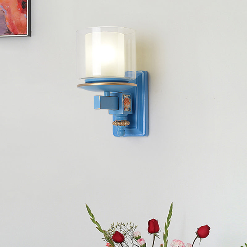 Vivolux | Nordic Stijlvolle Cilinder Wandlamp met Schelp Deco 1 Licht Metaal & Glas Wandlamp voor Trap