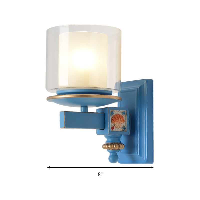 Vivolux | Nordic Stijlvolle Cilinder Wandlamp met Schelp Deco 1 Licht Metaal & Glas Wandlamp voor Trap