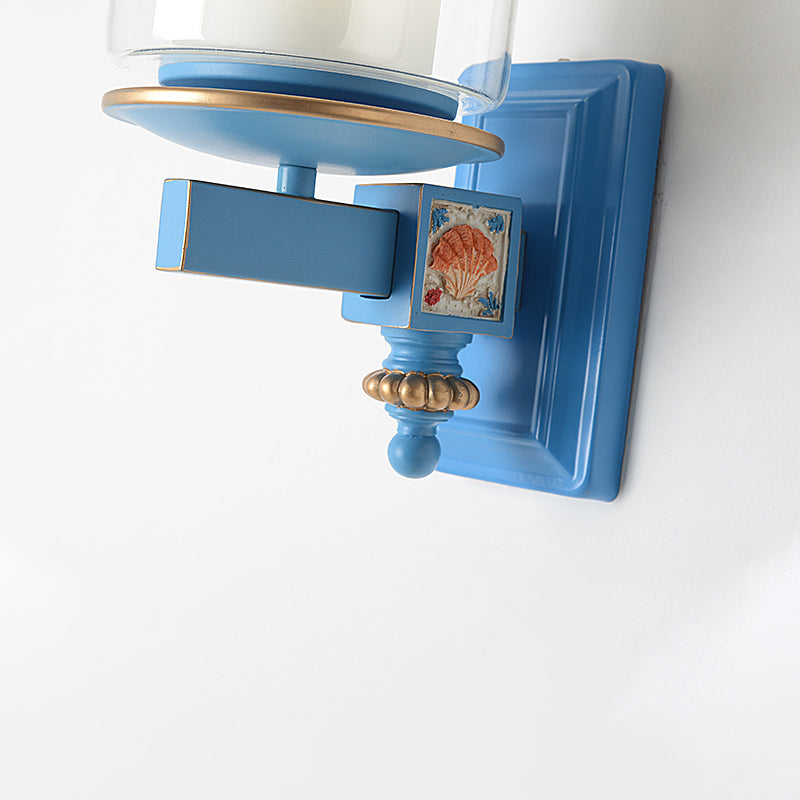 Vivolux | Nordic Stijlvolle Cilinder Wandlamp met Schelp Deco 1 Licht Metaal & Glas Wandlamp voor Trap