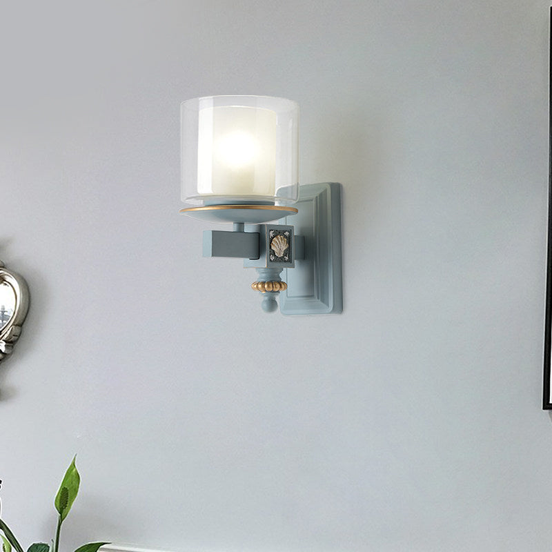 Vivolux | Nordic Stijlvolle Cilinder Wandlamp met Schelp Deco 1 Licht Metaal & Glas Wandlamp voor Trap