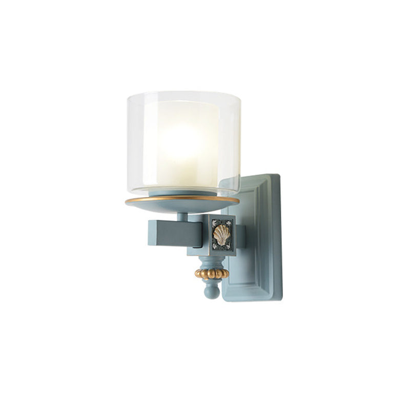 Vivolux | Nordic Stijlvolle Cilinder Wandlamp met Schelp Deco 1 Licht Metaal & Glas Wandlamp voor Trap