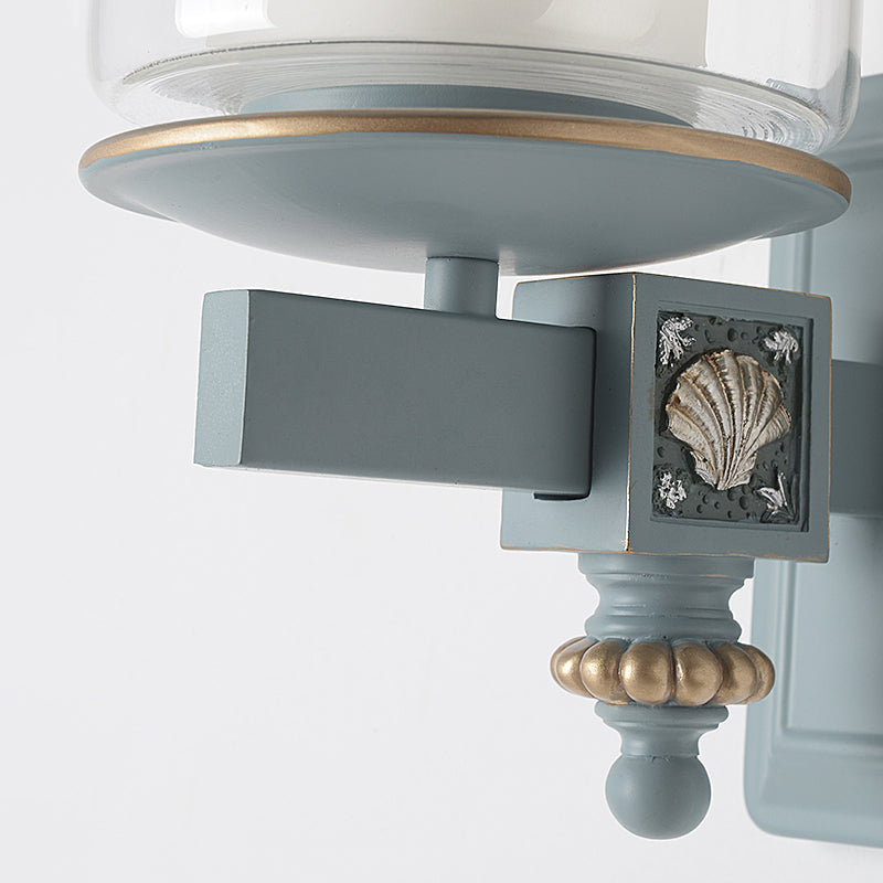 Vivolux | Nordic Stijlvolle Cilinder Wandlamp met Schelp Deco 1 Licht Metaal & Glas Wandlamp voor Trap
