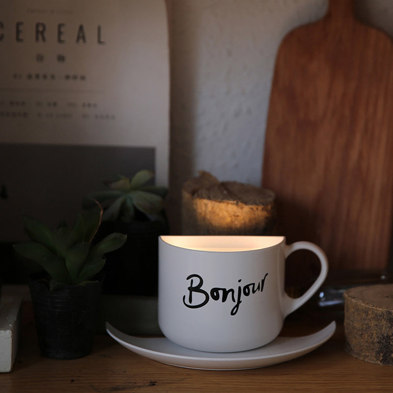 Vivolux | Witte Koffiekop Wandlamp Modern Lief Metaal LED Nachtlamp in Wit voor Café