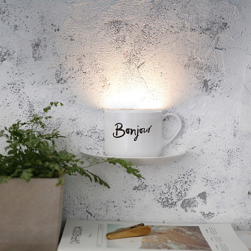 Vivolux | Witte Koffiekop Wandlamp Modern Lief Metaal LED Nachtlamp in Wit voor Café