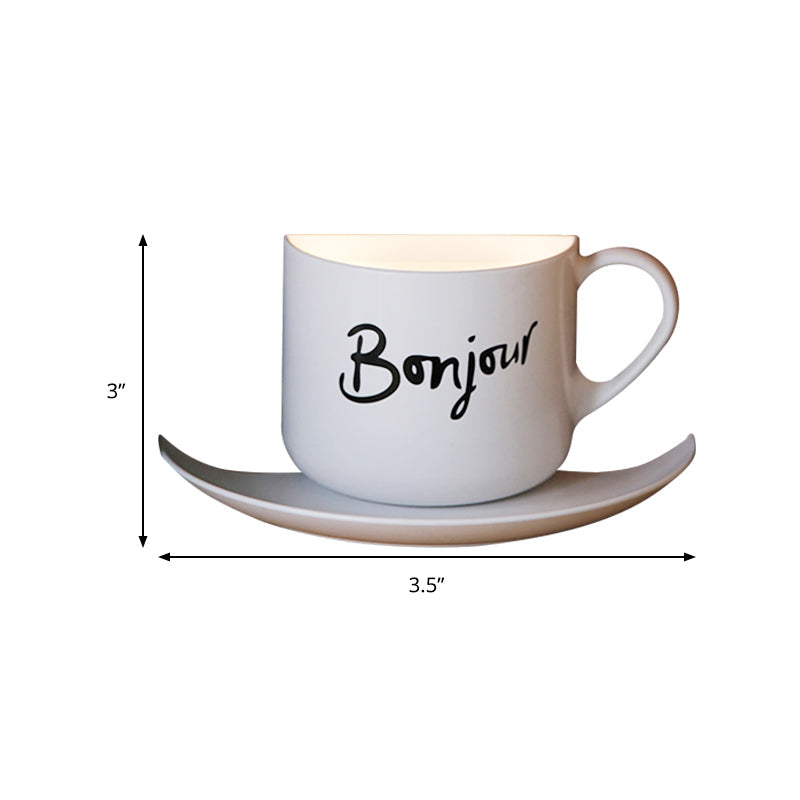 Vivolux | Witte Koffiekop Wandlamp Modern Lief Metaal LED Nachtlamp in Wit voor Café