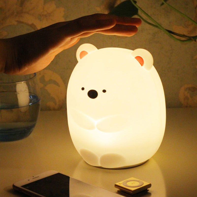 Vivolux | Fette Eisbär Nachtlampe Moderne glitzernde LED Tischlampe in Weiß für das Pflegezimmer