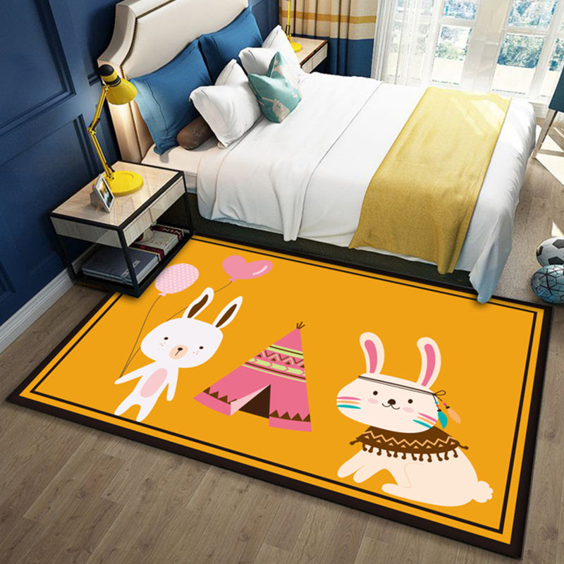 Vivolux | Schöner Multicolor Kinderteppich Polyester Tiermuster Teppich Waschbar Haustierfreundlicher Rutschfester Teppich für das Kinderzimmer
