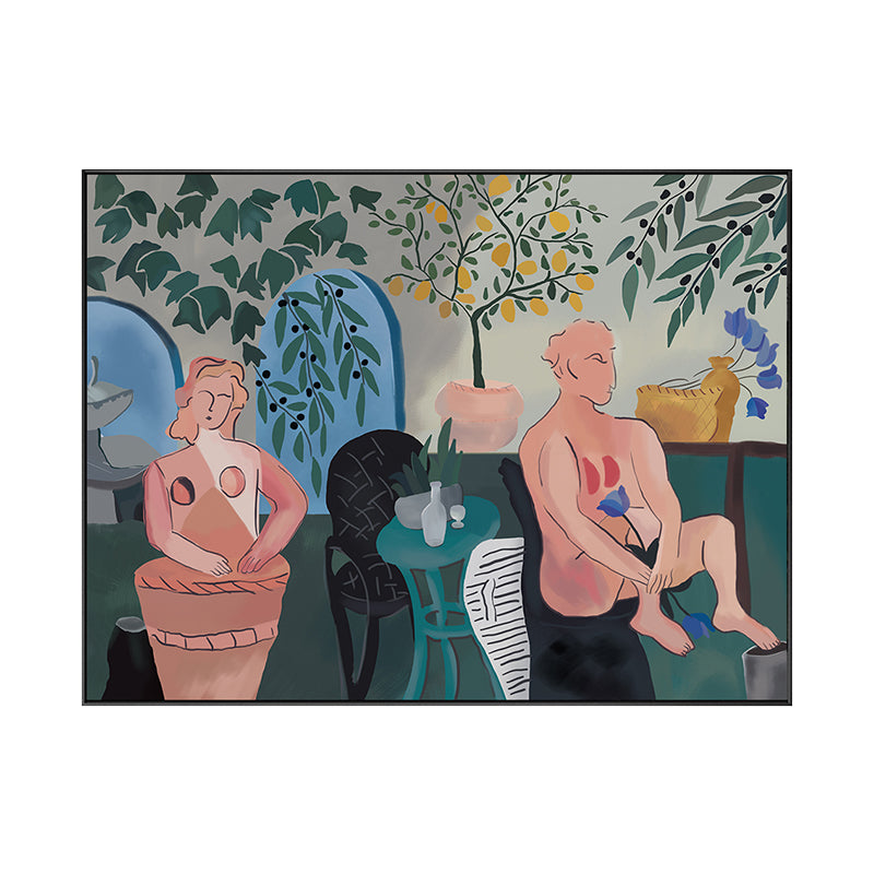 Vivolux | Nude Paare Wandkunst Funky Kreative Figurenzeichnung Leinwanddruck in Braun für Zuhause