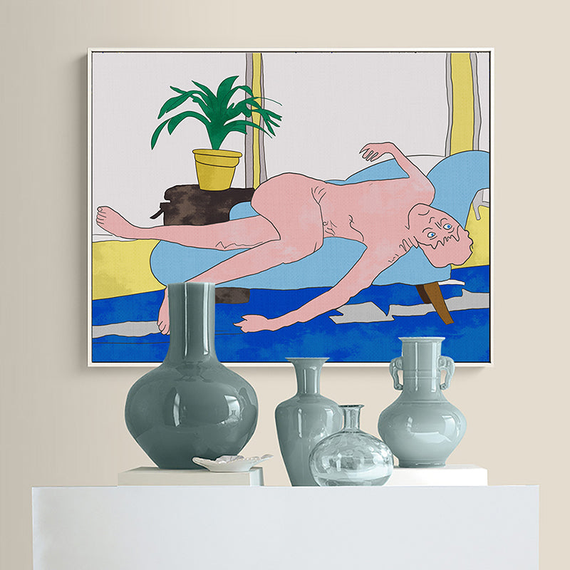 Vivolux | Nude Couch Potato Wandkunst Strukturierte Funky Jungenzimmer Leinwanddruck, Vielzahl von Größenoptionen