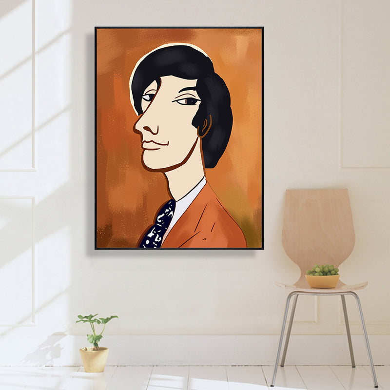 Vivolux | Texturiertes pastellfarbenes Leinwand Funky Figur Zeichnung Wandkunst Dekor für das Wohnzimmer