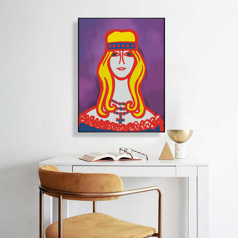 Vivolux | Texturiertes pastellfarbenes Leinwand Funky Figur Zeichnung Wandkunst Dekor für das Wohnzimmer