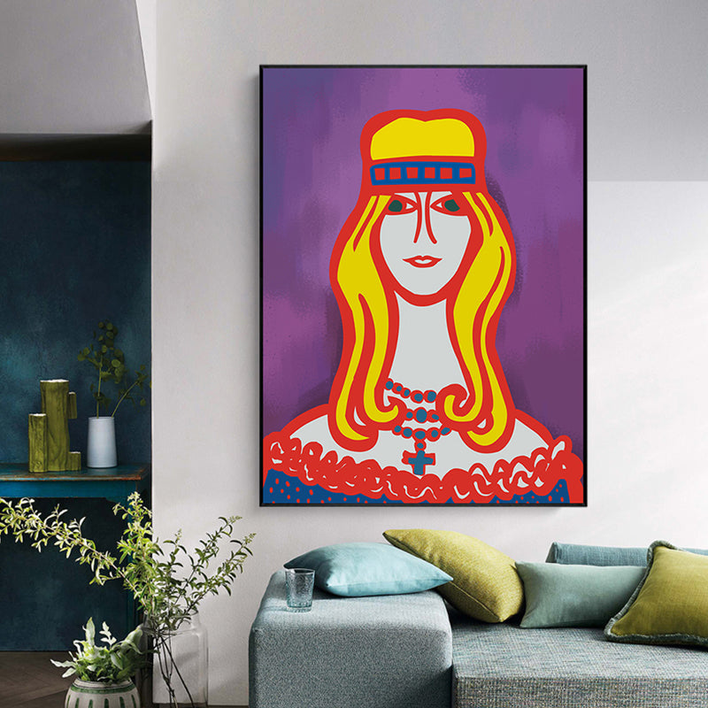 Vivolux | Texturiertes pastellfarbenes Leinwand Funky Figur Zeichnung Wandkunst Dekor für das Wohnzimmer