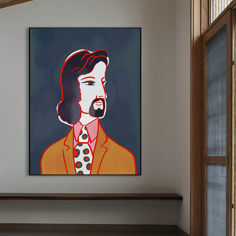 Vivolux | Texturiertes pastellfarbenes Leinwand Funky Figur Zeichnung Wandkunst Dekor für das Wohnzimmer