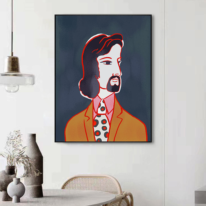 Vivolux | Texturiertes pastellfarbenes Leinwand Funky Figur Zeichnung Wandkunst Dekor für das Wohnzimmer