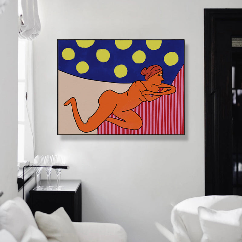 Vivolux | Pastell Nude Frauen Wandkunst Comics Figuren Funky Texturierte Leinwanddruck für Schlafzimmer