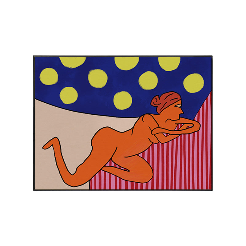 Vivolux | Pastell Nude Frauen Wandkunst Comics Figuren Funky Texturierte Leinwanddruck für Schlafzimmer